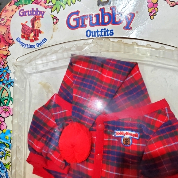 Teddy Ruxpin Grubby Sleepy Time Outfit 1987 Pajama and Slippers Vintage - Picture 2 of 11